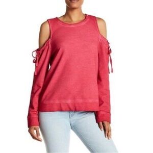 Sanctuary Parkside Cold Shoulder Camellia Sweatshirt in Pink Women's Size S